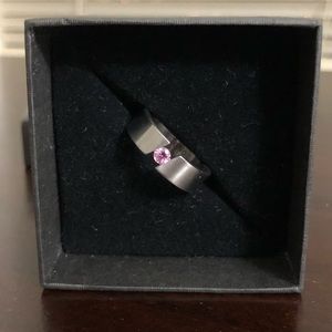 Teno Stainless Steel Tension Ring - Pink Sapphire